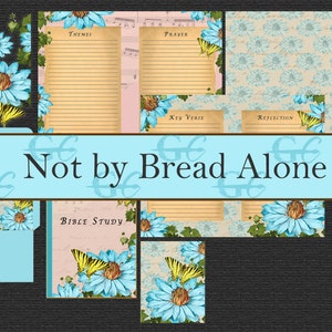 Not By Bread Alone: Bible Study Kit,  Printable Crafting Set for Junk Journals, Scrapbooks, Stationery