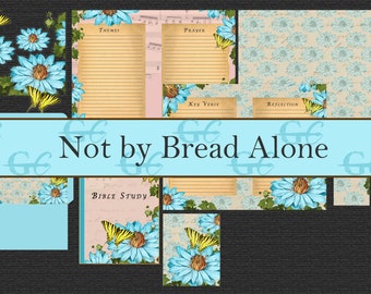 Not By Bread Alone: Bible Study Kit,  Printable Crafting Set for Junk Journals, Scrapbooks, Stationery