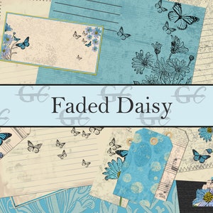 Faded Daisy: Vintage Printable Crafting Set for Junk Journals, Scrapbooks, Stationery, Collages image 1