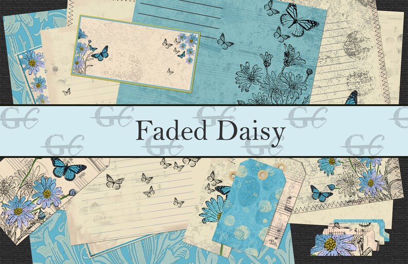 Faded Daisy: Vintage Printable Crafting Set for Junk Journals, Scrapbooks, Stationery, Collages image 1