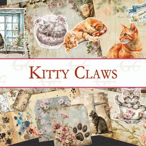Griffes de chaton : chats et chatons, kit de création à imprimer pour des journaux indésirables, des albums de scrapbooking, de la papeterie, du Memorydex, des cartes, des cahiers et plus encore