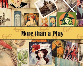 May include: A collage of vintage-style illustrations and photographs. The central banner reads "More than a Play." Images include portraits of women, cityscapes, and scenes of people dancing. The color palette is dominated by warm tones.