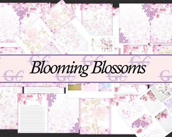 Delicate Blossoms: Printable Crafting Set for Junk Journals, Scrapbooks, Stationery, cherry blossoms, sakura, blooms, spring