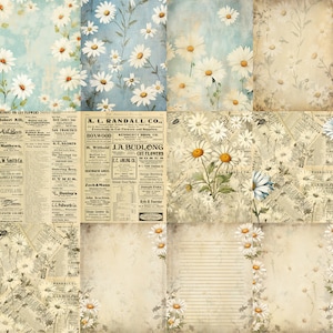 He Loves Me: Daisy themed Printable Crafting Set for Junk Journals, Scrapbooks, Stationery, with coordinating ephemera. image 4