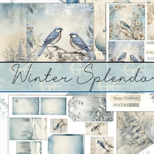 Winterpracht: winterlandschappen, vogels, sneeuwvlokken, junk journals, kaarten, tags scrapbooking, winter briefpapier.