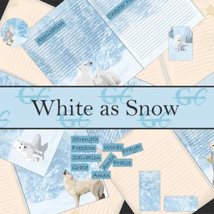 White as Snow:  Printable Crafting Set for Bible Journaling, Junk Journals, Scrapbooks, Stationery