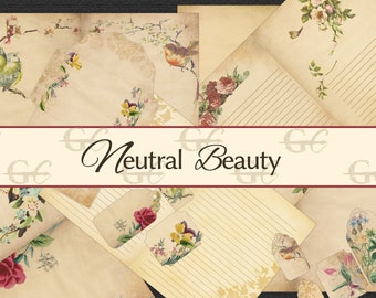 Neutral Beauty: digital aged paper designs for Junk Journals, Bible Journaling, Scrapbooks, Stationery and other Papercrafts or Art Projects