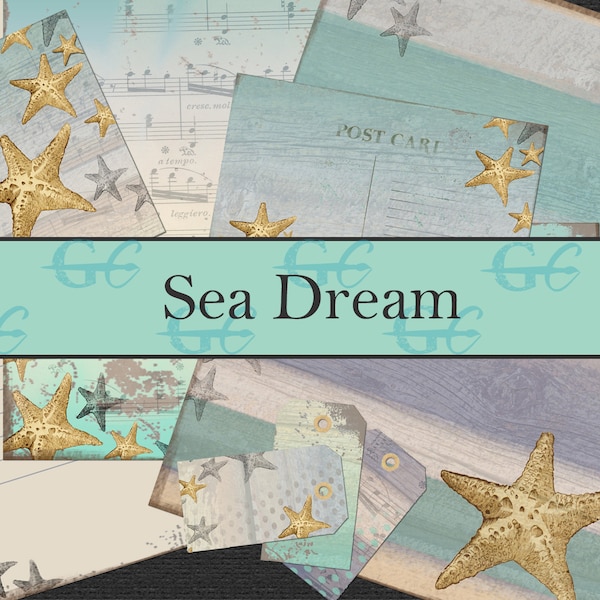 Sea Dream: Printable Crafting Set for Junk Journals, Scrapbooks, Stationery