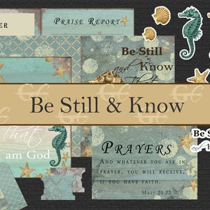 Be Still & Know: Bible Journaling Printable Kit,  prayer journal, praise and worship, sea theme