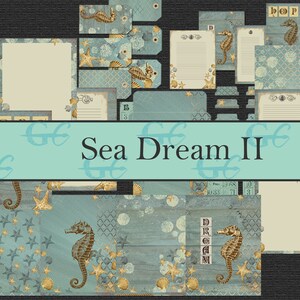 Sea Dream II: Set de manualidades imprimible para diarios basura, álbumes de recortes y papelería