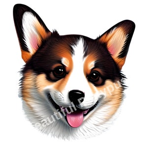 Corgi Face PNG Cute Corgi Dog Transparent Background Full Commercial Use AI Generated Art Great for Stickers Clothing Sublimation Clip Art