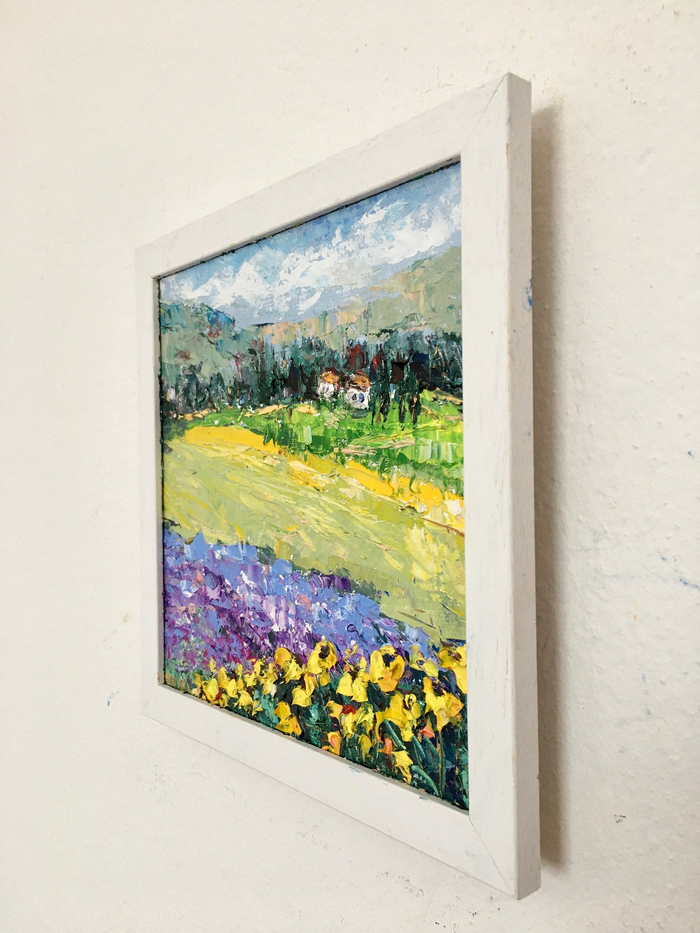 Lavender and Sunflowers Field Impasto Oil Painting on Canvas Board ...