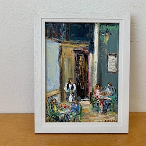 Cafe Terrasse in Paris Impasto Ölgemälde Auf Leinwand Brett Original Französisch Straßenszene Wand Kunst Dekor