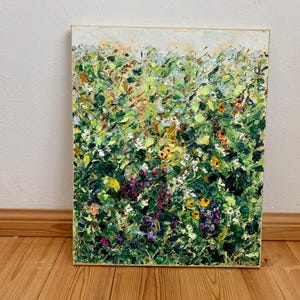 Flower Meadow Impasto Oil Painting On Canvas Original Wildflowers Field Wall Art Decor