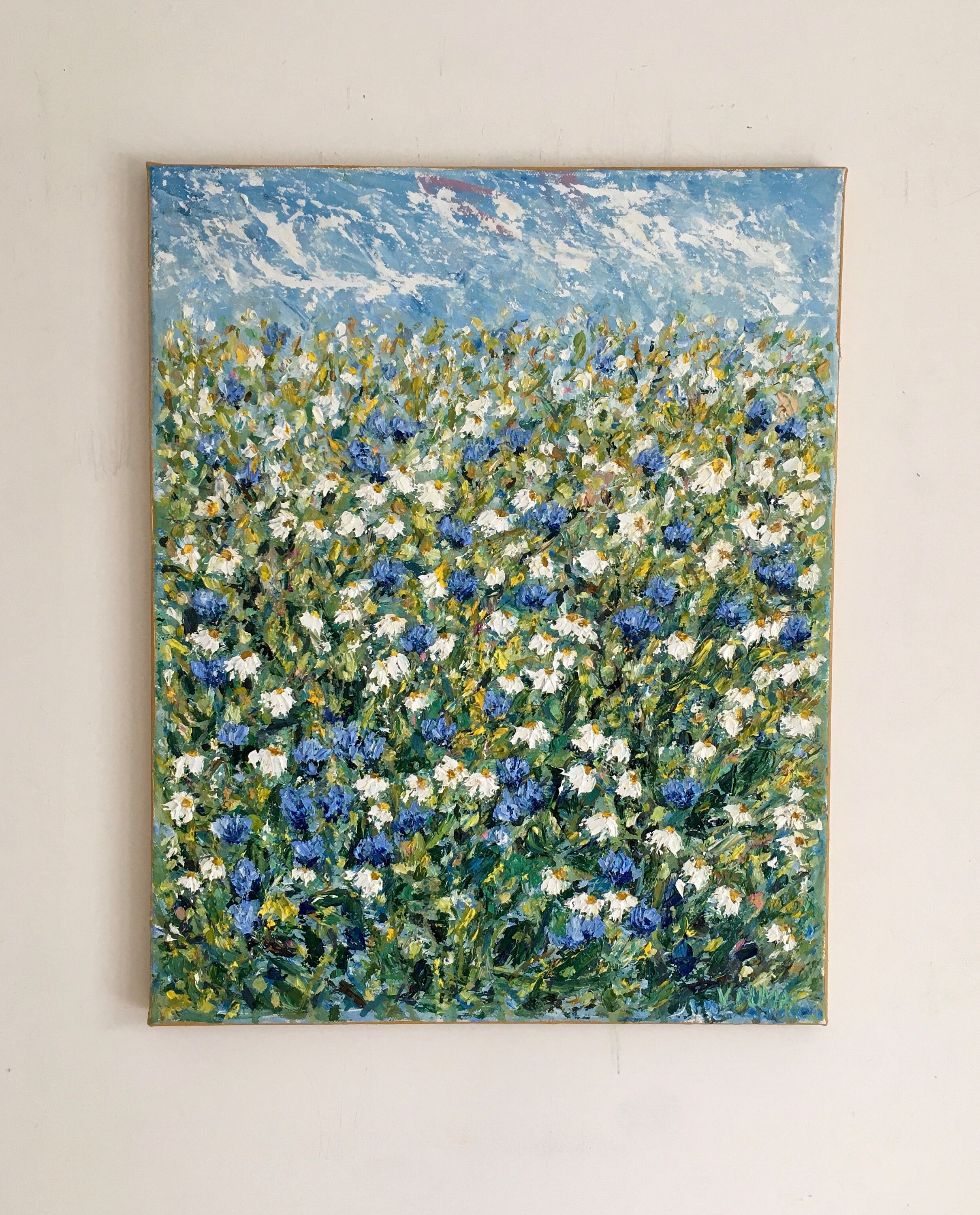 Blue Flowers Oil Painting On Canvas Original Signed Floral | Etsy