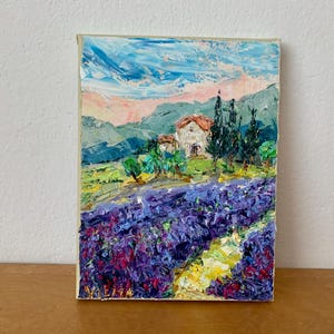 Lavendel Feld Impasto Ölgemälde Auf Leinwand Originale Provence Landschaft Wand Kunst Dekor