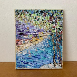 Capri Coast Italy Impasto Oil Painting On Canvas Original Signed Summer Seascape Wall Art Decor