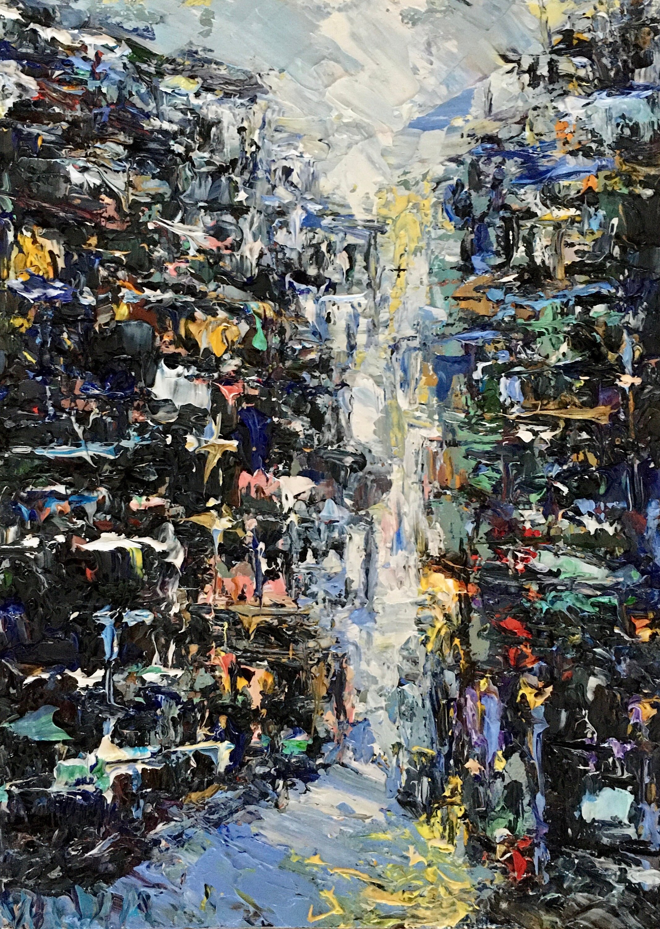 Abstract Street Impasto Oil Painting on Canvas Board Original Signed ...