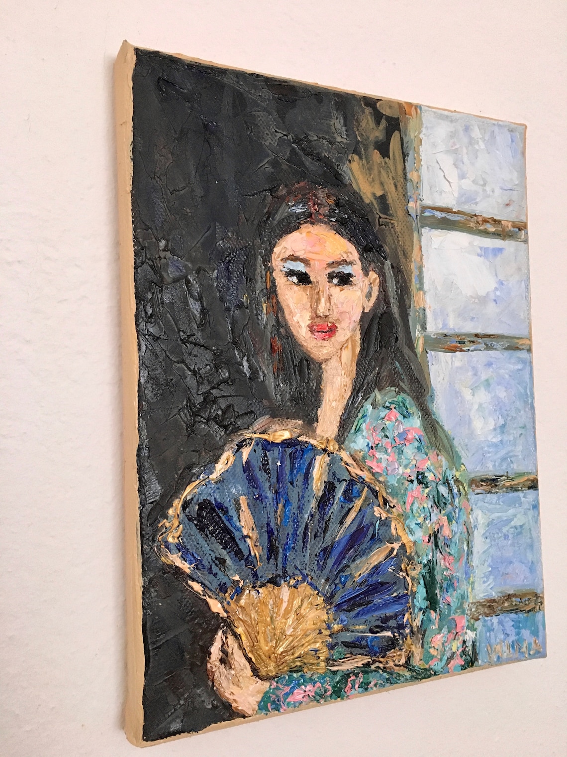 Japanese Girl Impasto Oil Painting on Canvas Original Signed - Etsy