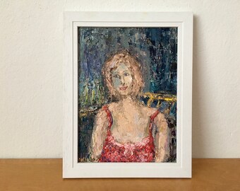 Woman Portrait Impasto Oil Painting On Canvas Board Original Signed Figurative Wall Art Decor