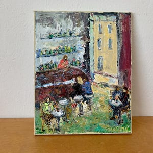 Paris Cafe Impasto Ölgemälde Auf Leinwand Originale Signierte Romantische Figurative Menschen Wand Kunst Dekor