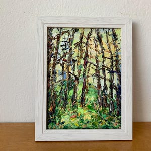 Trees Forest Impasto Oil Painting On Canvas Board Original Signed Nature Landscape Wall Art Decor