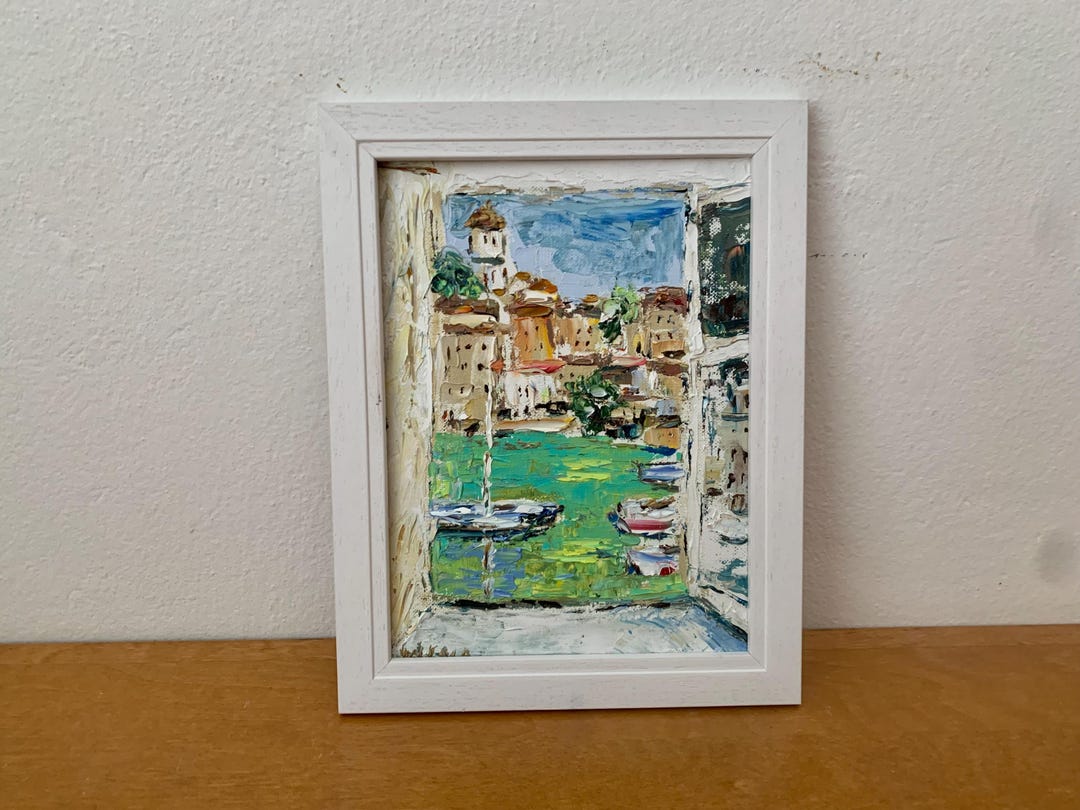 Open Window in French Riviera Impasto Oil Painting on Canvas Board ...