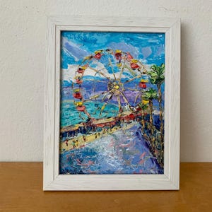 Santa Monica Beach Impasto Oil Painting On Canvas Board Original Los Angeles California Wall Art Decor