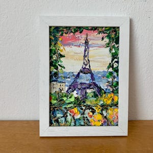 Eiffel Tower Paris Impasto Oil Painting On Canvas Board Original Signed French Cityscape Wall Art Decor