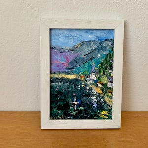 Hallstatt Village In Austria Impasto Oil Painting On Canvas Board Original Landscape Wall Art Decor