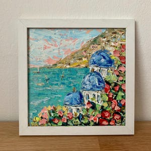 Santorini Griekenland landschap Impasto olieverfschilderij op canvas bord origineel ondertekend zeegezicht Wall Art Decor
