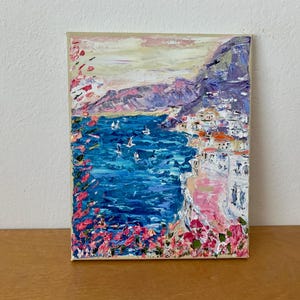 Amalfi Coast Impasto Oil Painting On Canvas Original Signed Italy Seascape Wall Art Decor