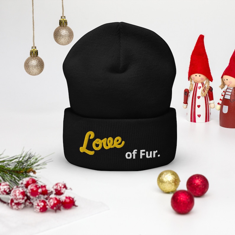 Love of Fur Embroidered Beanie Quotes About Life Cuffed Etsy