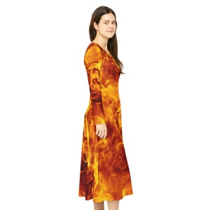 Women&#39;s Long Sleeve Fire Worship Dance Dress