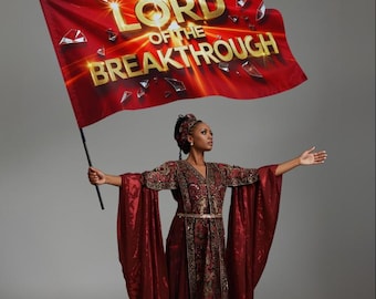 Lord of the Breakthrough Silk Worship Flag: Prophetic Dance Banner
