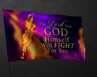 Prophetic Worship Flag | The Lord Will Fight for You Christian Praise Dance Banner | Spiritual Warfare Flag | Faith Based Church Accessory