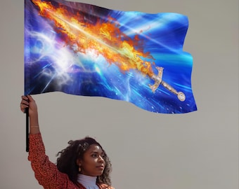 Flaming Sword Flag: Christian Worship Banner, Prophetic Art