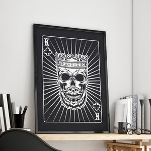 Skull Poker King Poster Print - Fun Edgy Art Mural Contemporain Contemporain Skull Poker Card Illustration