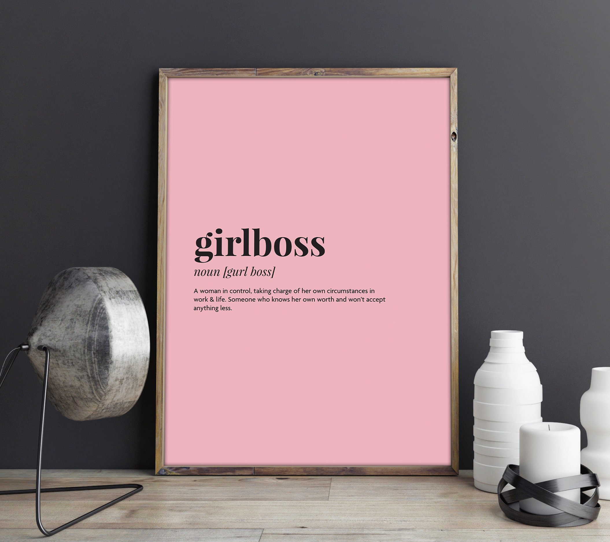 Girlboss Motivational Quote Digital Print Modern Pink Girl Boss Wall ...