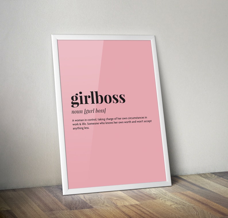 Girlboss Motivational Quote Digital Print - Modern Pink Girl Boss Wall ...