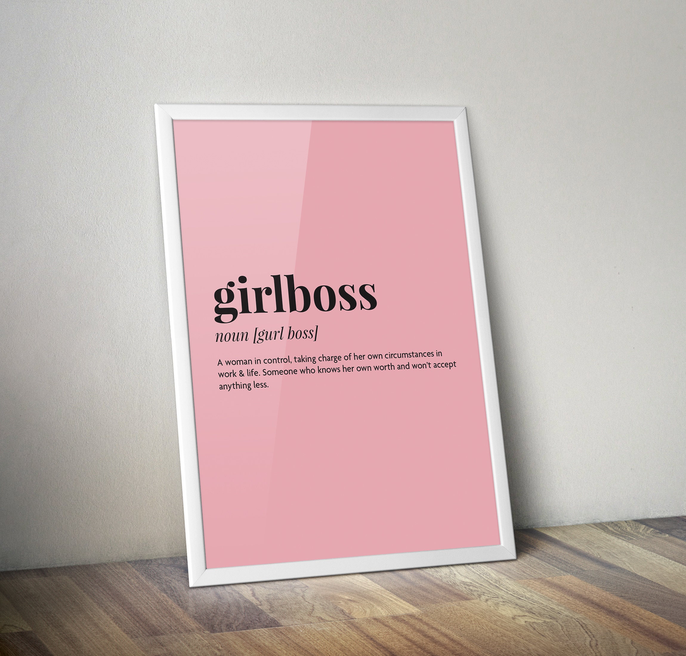 Girlboss Motivational Quote Digital Print Modern Pink Girl Boss Wall