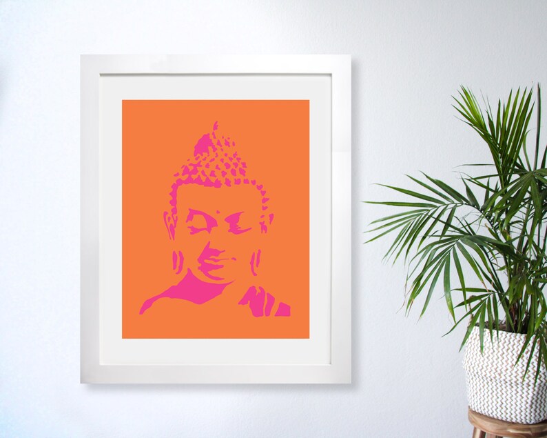 Pink Buddha Colorful Poster Digital Printable Download Happy Etsy