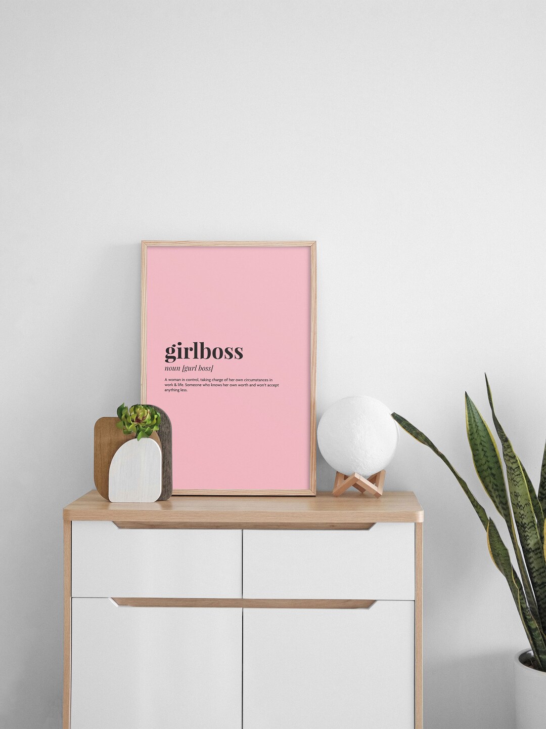 Girlboss Motivational Quote Digital Print - Modern Pink Girl Boss Wall ...
