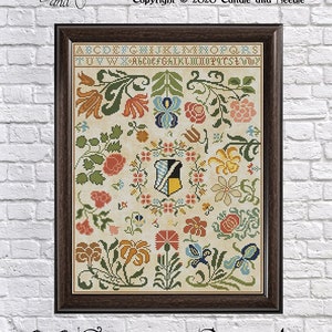 1696 German Sampler Antique Reproduction - Cross Stitch - Counted Chart - PDF Instant Download - Cross-Stitch Pattern Old European Germany