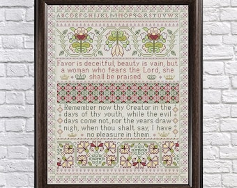 1770 Scottish Sampler Antique Reproduction - Cross Stitch - Counted Chart - PDF Instant Download - Cross-Stitch Pattern Old European UK