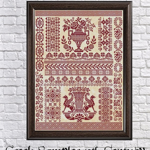 Greek Sampler 18th Century Motifs Reproduction Cross Stitch Counted Chart PDF Instant Download Unique RARE Vintage Old