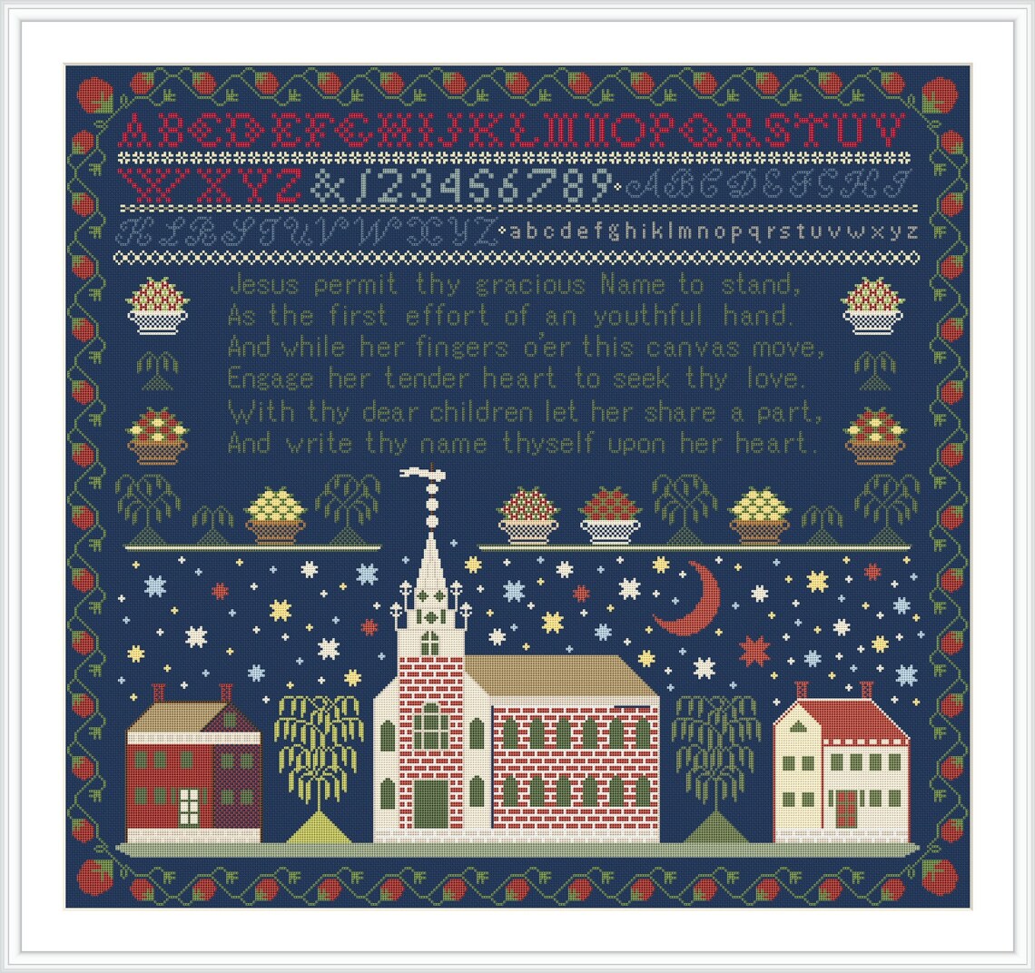 1832 American Sampler Antique Reproduction - Cross Stitch - Counted ...