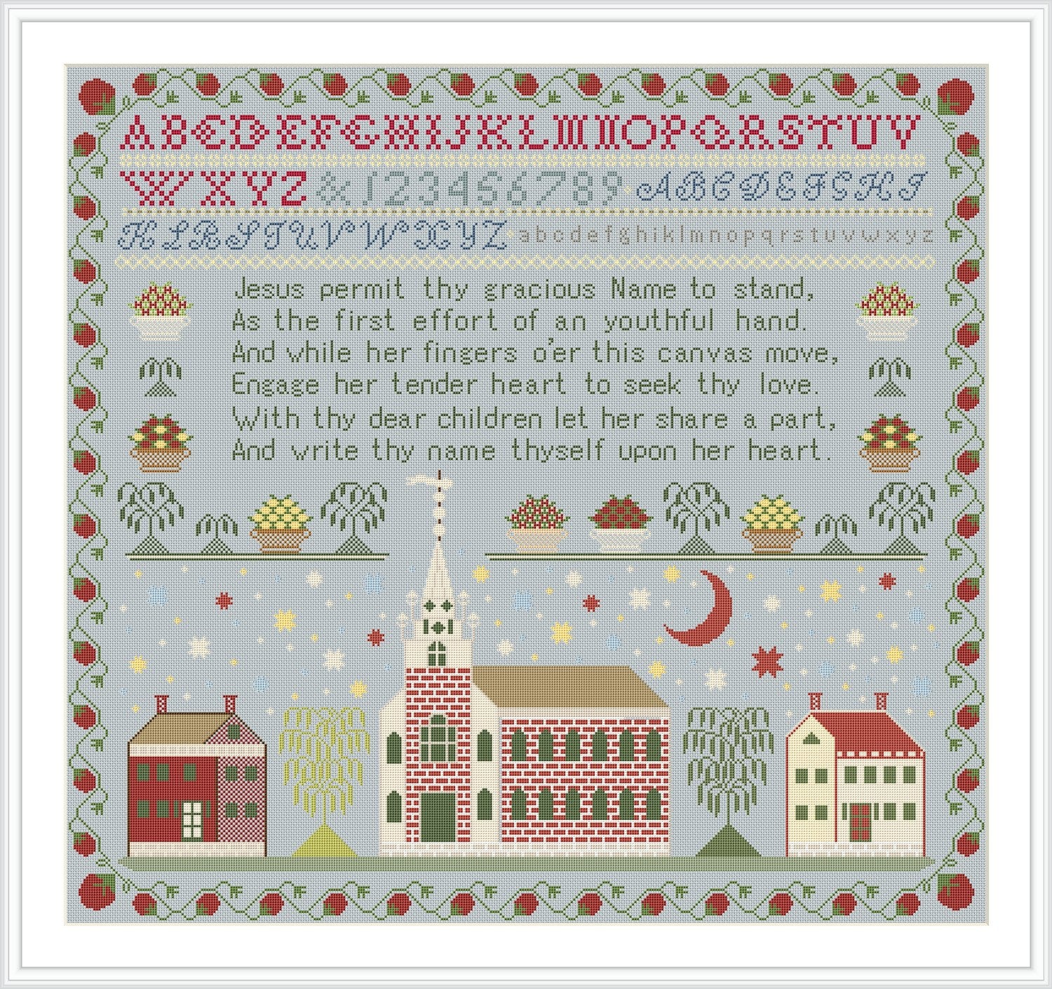 1832 American Sampler Antique Reproduction - Cross Stitch - Counted ...