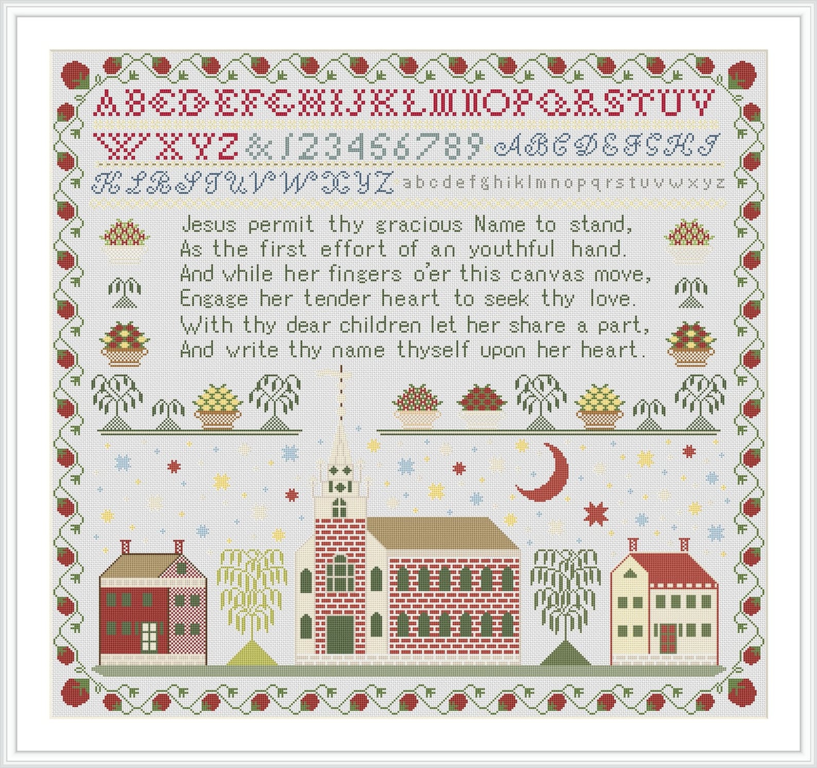 1832 American Sampler Antique Reproduction - Cross Stitch - Counted ...