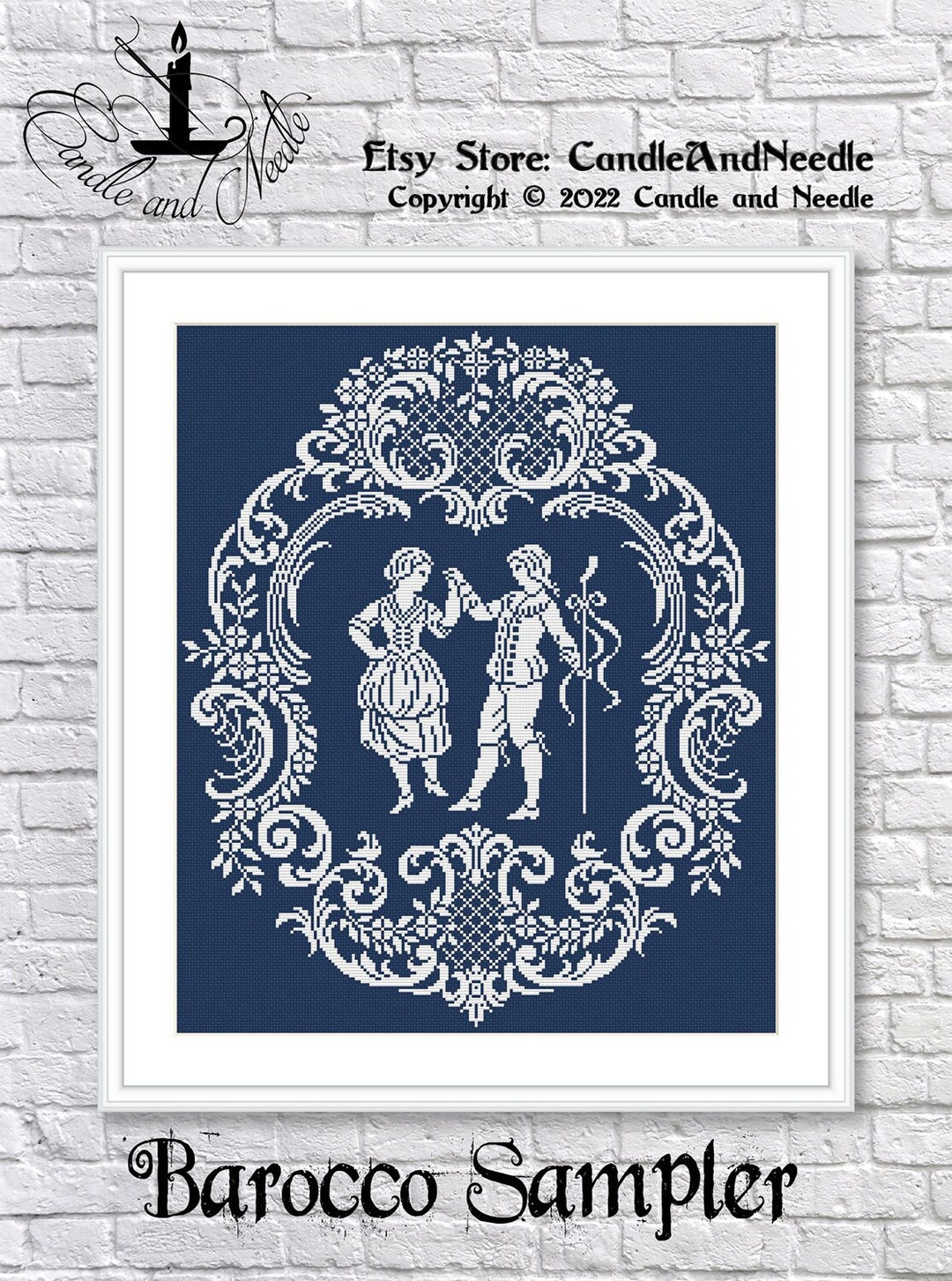 Baroque Monochrome 18th Century Motifs Reproduction Sampler Cross ...